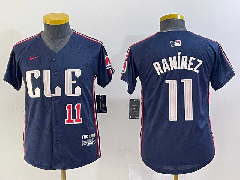 Youth Cleveland Guardians #11 Jose Ramirez Number Navy 2024 City Connect Limited Stitched Jerseys->mlb youth jerseys->MLB Jersey